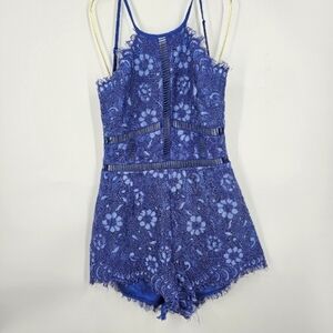 NBD Revolve Blue Lace Romper - Backless Beauty‎ Size L